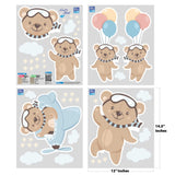 Nursery Bear Wall Decals, Flying, Peel and Stick Wall Graphics, 0734