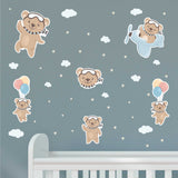 Nursery Bear Wall Decals, Flying, Peel and Stick Wall Graphics, 0734