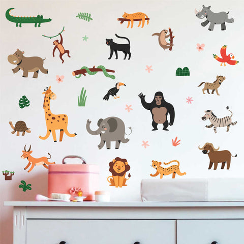 Jungle Animals Wall Decals, Nursery, 0735