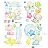 Elephant Watercolor Wall Stickers, Nursery, Peel and Stick Wall Graphics, 0737, For smooth walls only