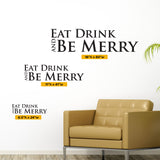 Eat Drink and Be Merry Wall Decal, 0011, Kitchen Wall Decals, Food Decals