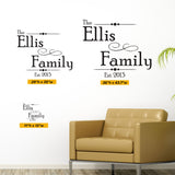 Personalized Family Name Wall Decal, 0018, Custom Family Name Wall Art