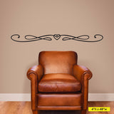 Heart swirl design wall decal, 0158, Home Decor, Swirly Heart Design Wall Sticker