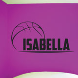 Custom Girls Name Basketball Wall Decal, 0263, Personalized Girls Basketball Wall Decal