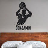 Boys Basketball Custom Name Wall Decal, 0271, Free Throw, Wall Graphic, Basketball Player