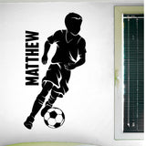 Custom Name Boys Soccer Wall Decal, 0273, Personalized Soccer Wall Decal, Dribbling