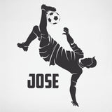 Custom Name Soccer Decal Kicking, 0276, Personalized Soccer Wall Decal, Bicycle Kick