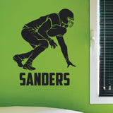 Custom Wall Decal Football Lineman, 0286, Defensive Lineman, Personalized Boys Football Wall Decal