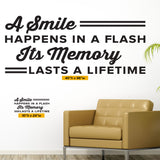 A smile happens in a flash. Its memory lasts a lifetime, Wall Decal, 0352, Dental Office Wall Decal