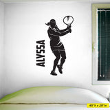 Custom Girls Tennis Wall Decal, 0428, Personalized Girls Tennis Wall Decal, Tennis