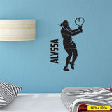 Custom Girls Tennis Wall Decal, 0428, Personalized Girls Tennis Wall Decal, Tennis