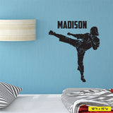 Girls Custom Name Martial Arts Wall Decal, 0432, Personalized Girls Karate Wall Decal, Martial Arts