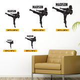 Girls Custom Name Martial Arts Wall Decal, 0432, Personalized Girls Karate Wall Decal, Martial Arts