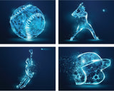 baseball wall art, 4 pack wall decals