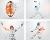 football wall art, 4 pack wall decals