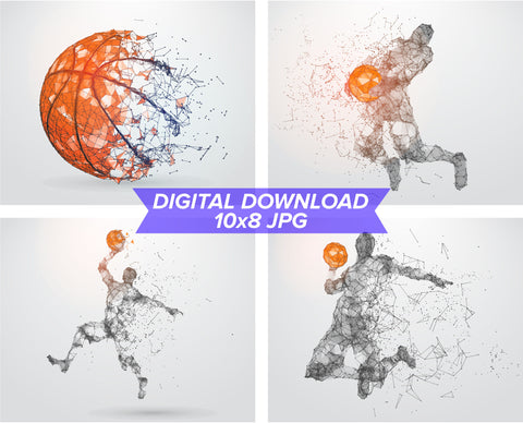 Digital Download 10x8 Basketball Wall Art - Set of 4 files - 0548