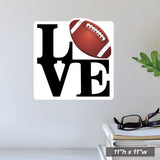 Love Football Wall Decal, 11"h x 11"w