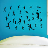 27 Volleyball Player Wall Stickers, Multiple Volleyball Player Wall Graphics, 0586, For smooth walls only