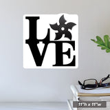 LOVE ninja wall sticker, 11"h x 11"w.