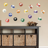 6" inch tall pool ball wall graphics.