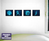 Baseball Wall Art - 4 pack - 10x8 - Baseball Player Wall Decals - 0542