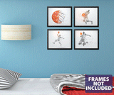 Basketball Wall Art - 4 pack - Basketball Player Wall Decals - 0544